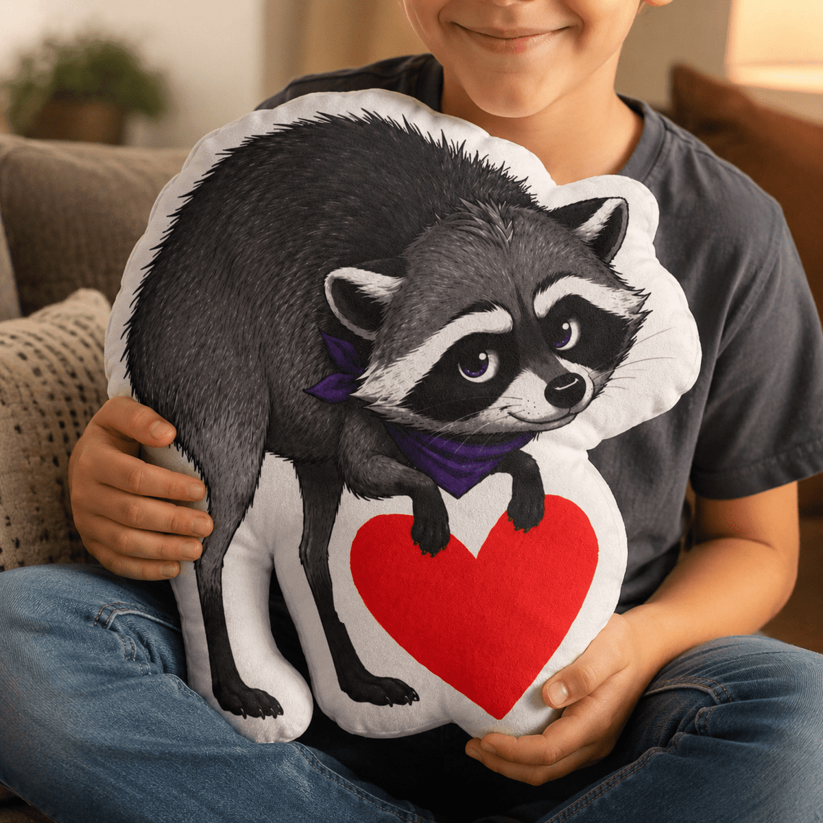 Jimothy Heart-Shaped Raccoon Cushion - Decor, Pillows, Shaped - EpiAl's Shop