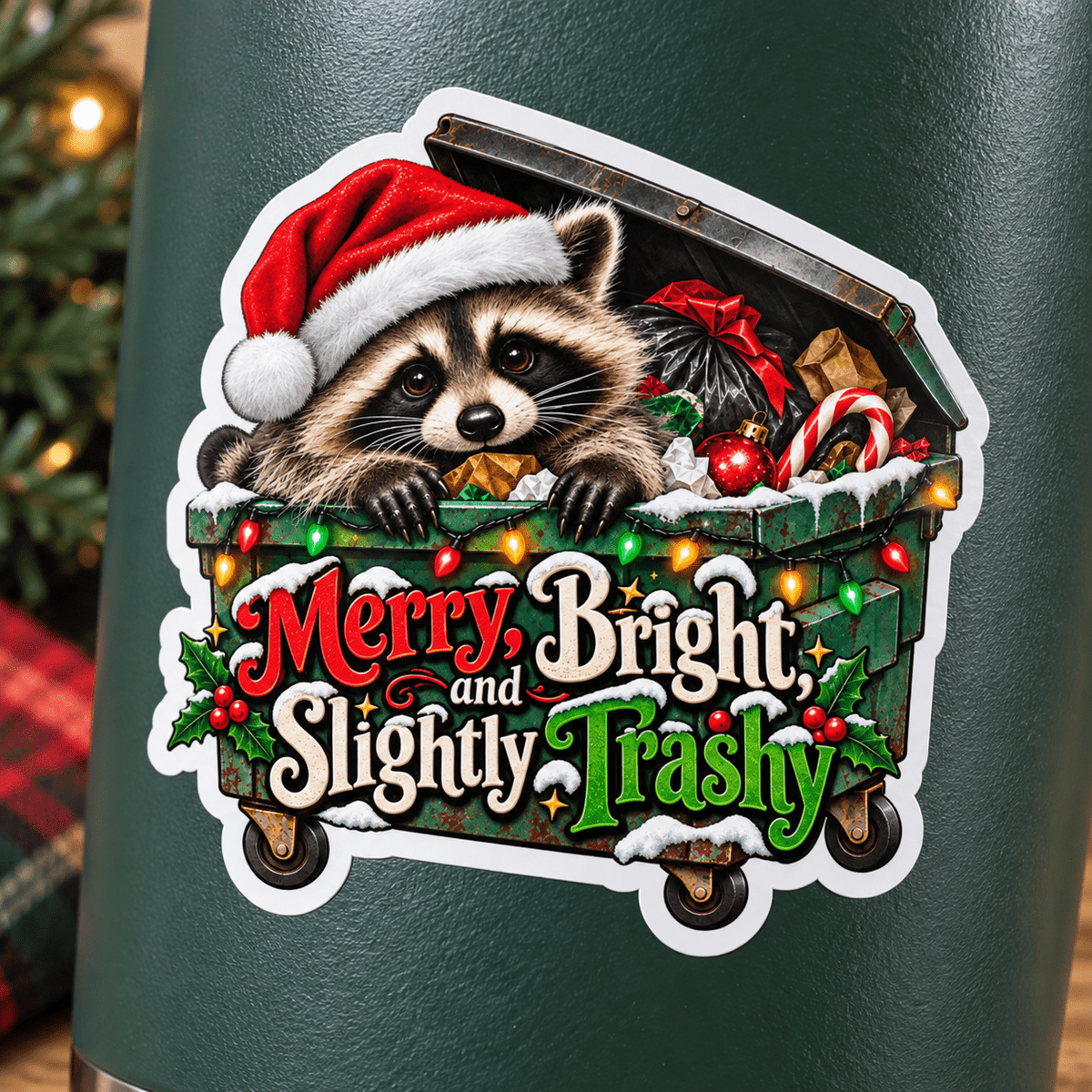 Jimothy Merry, Bright & Slightly Trashy Christmas Sticker - Decals & Stickers - EpiAl's Shop