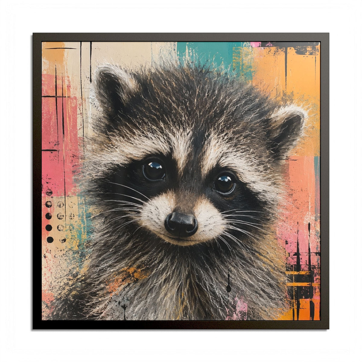 Jimothy Modern Raccoon Framed Wall Art | Colorful Contemporary Animal Portrait - Decor, Artwork, Prints - EpiAl's Shop