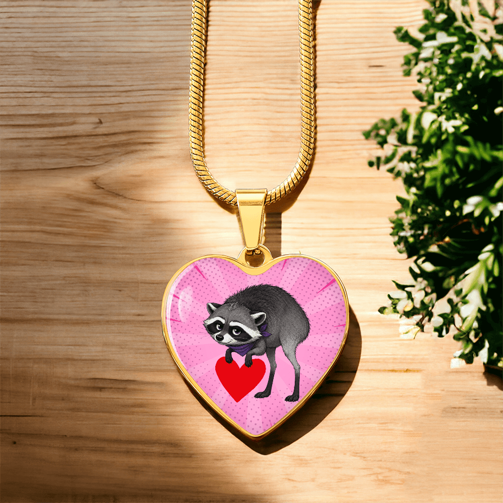 Jimothy Raccoon Heart Necklace – Cute Keepsake Jewelry - Jewelry, Necklaces - EpiAl's Shop