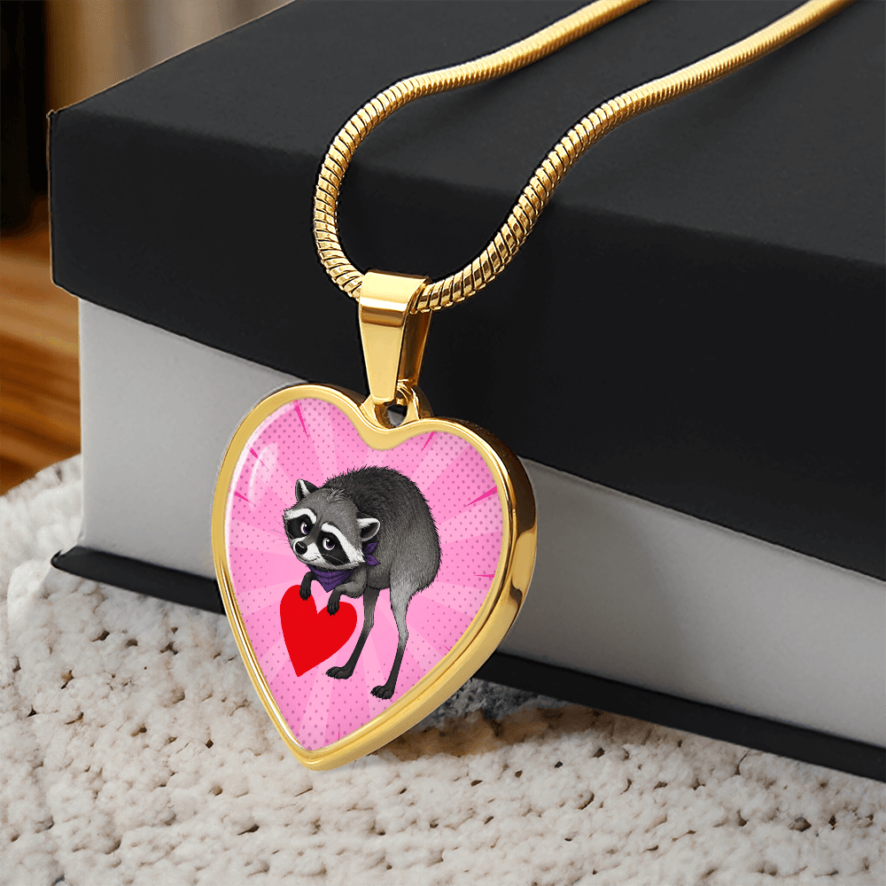 Jimothy Raccoon Heart Necklace – Cute Keepsake Jewelry - Jewelry, Necklaces - EpiAl's Shop