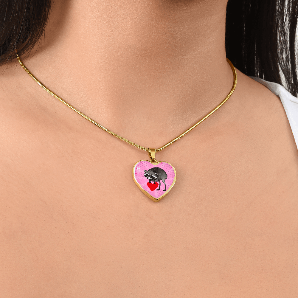 Jimothy Raccoon Heart Necklace – Cute Keepsake Jewelry - Jewelry, Necklaces - EpiAl's Shop