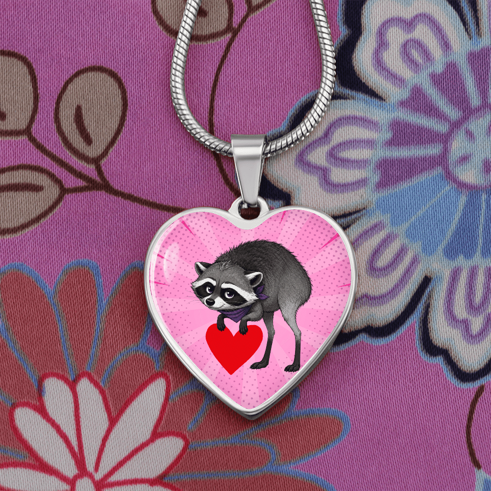 Jimothy Raccoon Heart Necklace – Cute Keepsake Jewelry - Jewelry, Necklaces - EpiAl's Shop