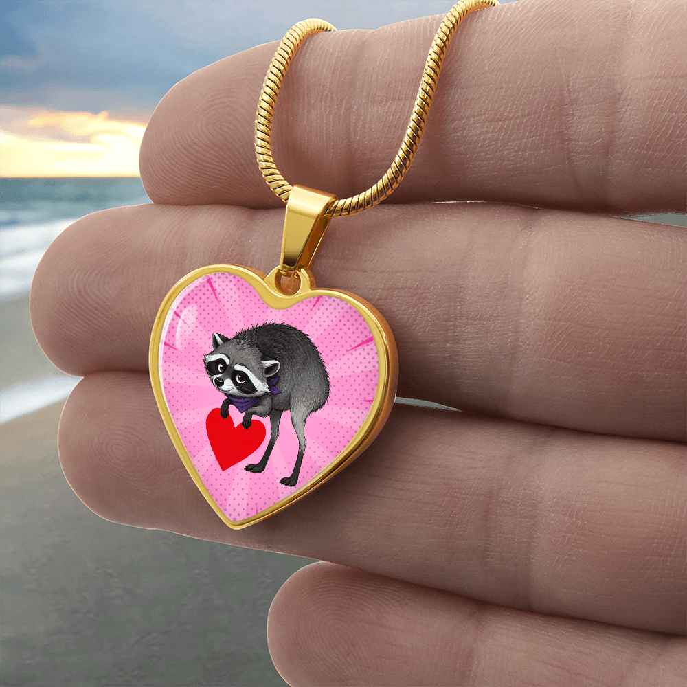 Jimothy Raccoon Heart Necklace – Cute Keepsake Jewelry - Jewelry, Necklaces - EpiAl's Shop