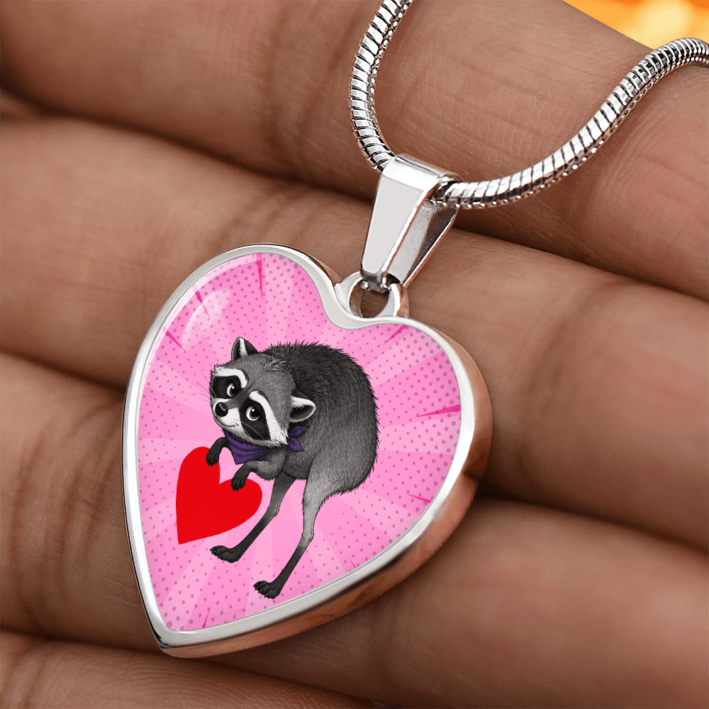 Jimothy Raccoon Heart Necklace – Cute Keepsake Jewelry - Jewelry, Necklaces - EpiAl's Shop