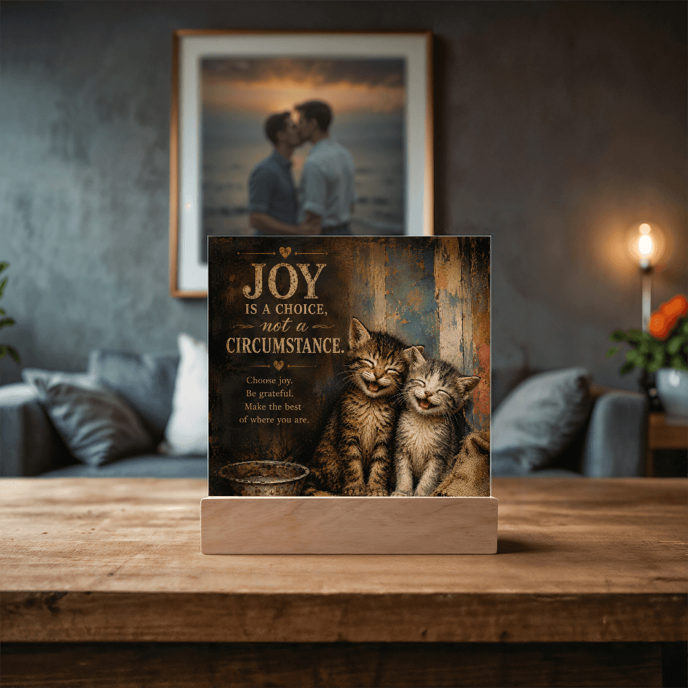 Joy Is a Choice Kitten Acrylic Plaque with LED Base - Decor, Artwork, Plaques - EpiAl's Shop