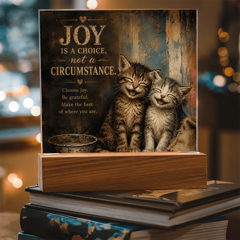 Joy Is a Choice Kitten Acrylic Plaque with LED Base - Decor, Artwork, Plaques - EpiAl's Shop