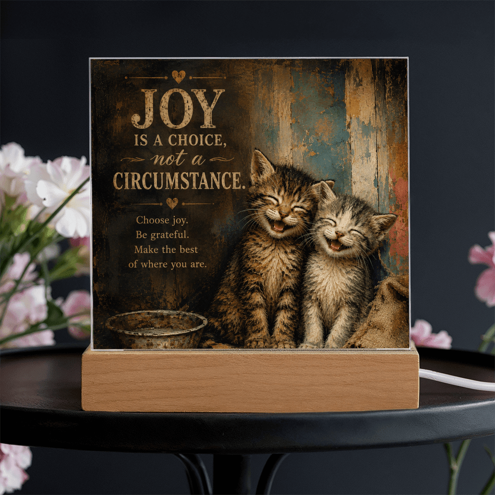 Joy Is a Choice Kitten Acrylic Plaque with LED Base - Decor, Artwork, Plaques - EpiAl's Shop