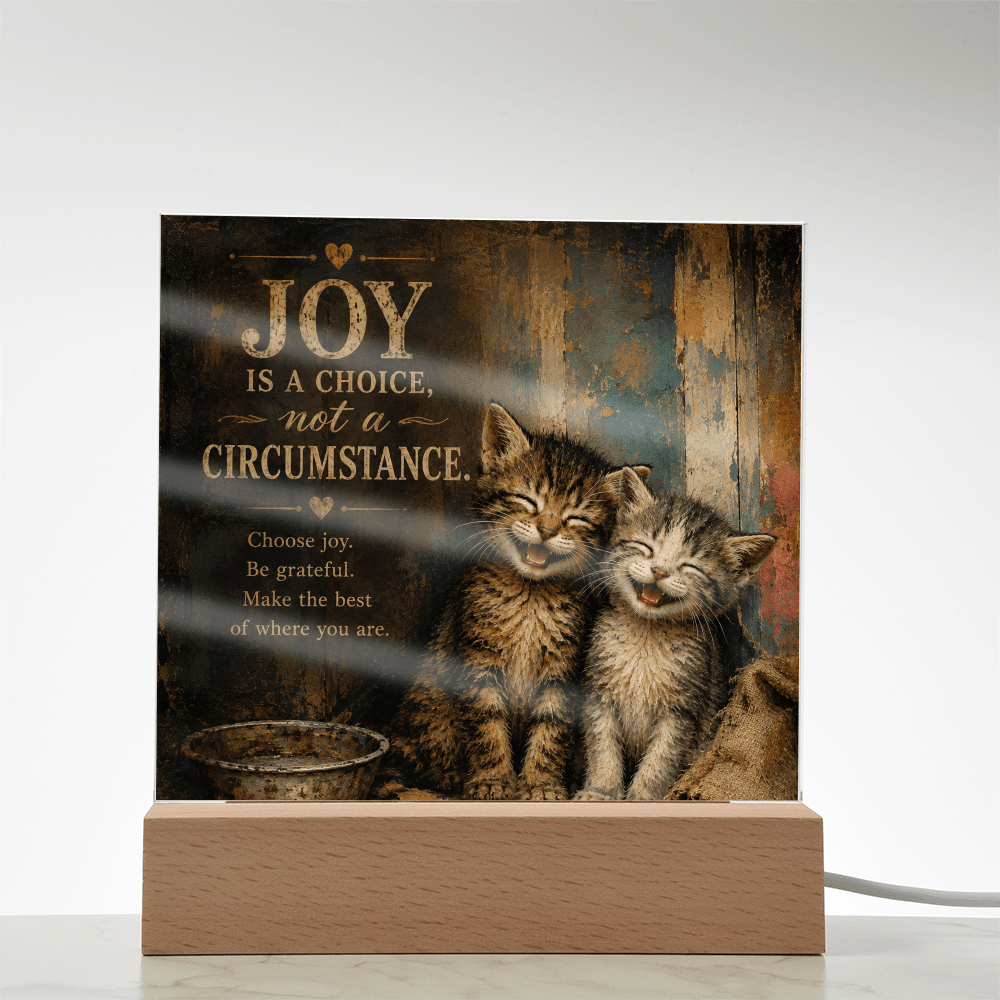 Joy Is a Choice Kitten Acrylic Plaque with LED Base - Decor, Artwork, Plaques - EpiAl's Shop