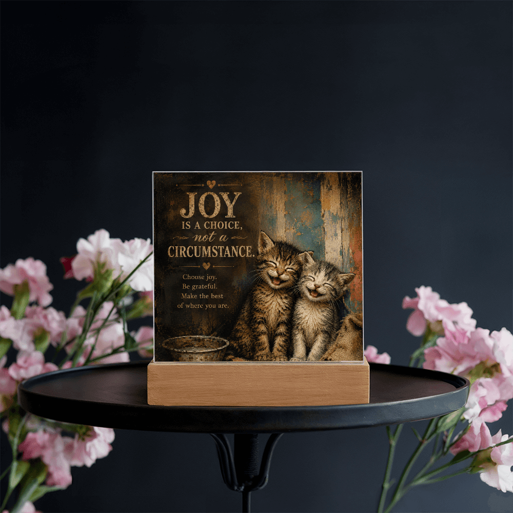 Joy Is a Choice Kitten Acrylic Plaque with LED Base - Decor, Artwork, Plaques - EpiAl's Shop