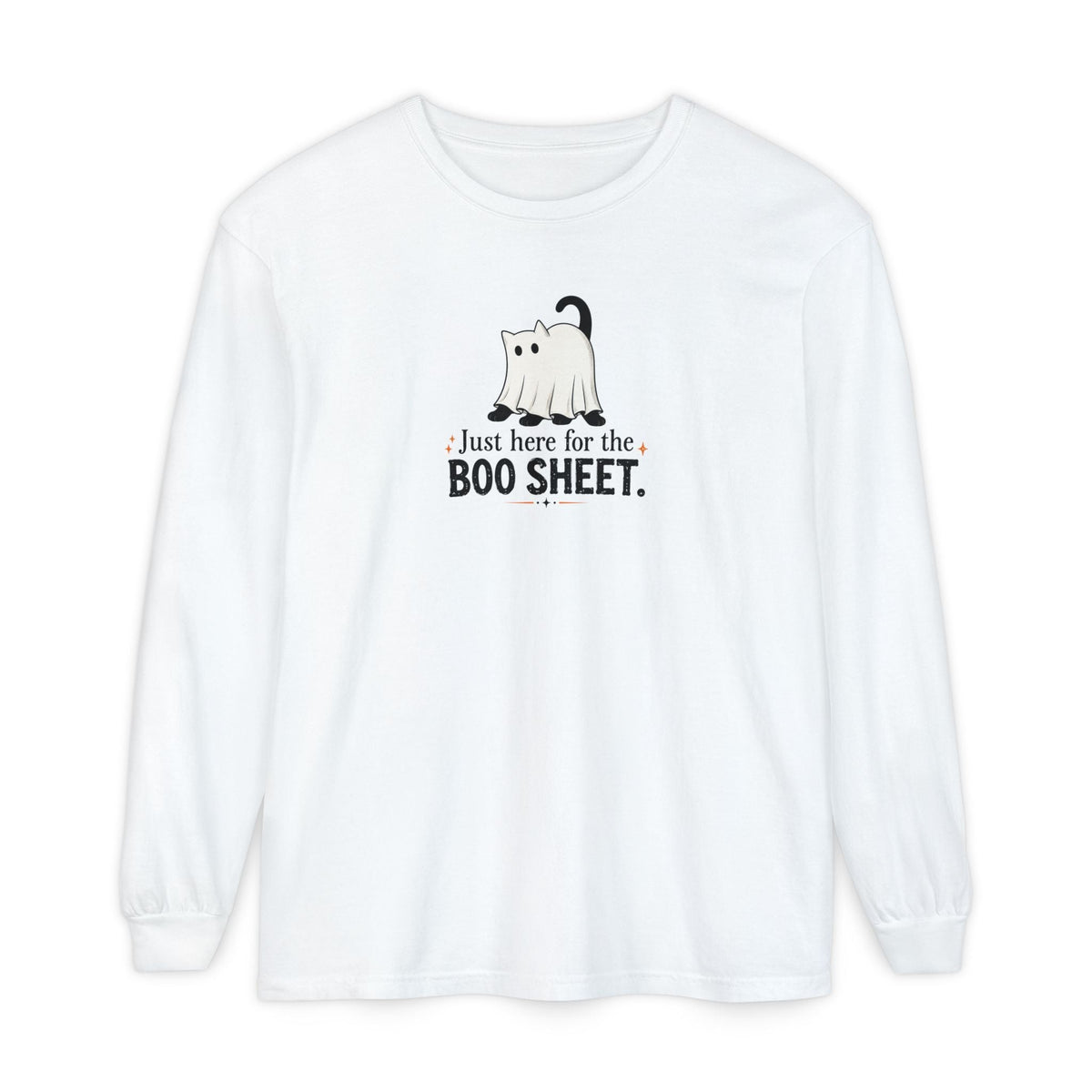 Just Here for the Boo Sheet Halloween Cat Long Sleeve Shirt - Clothing, Unisex, T-Shirts, Long-Sleeved - EpiAl's Shop
