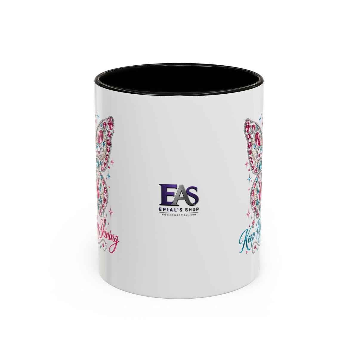 Keep Flying, Keep Shining Rhinestone Butterfly Mug (11oz & 15oz) - Drinkware, Coffee Mugs - EpiAl's Shop