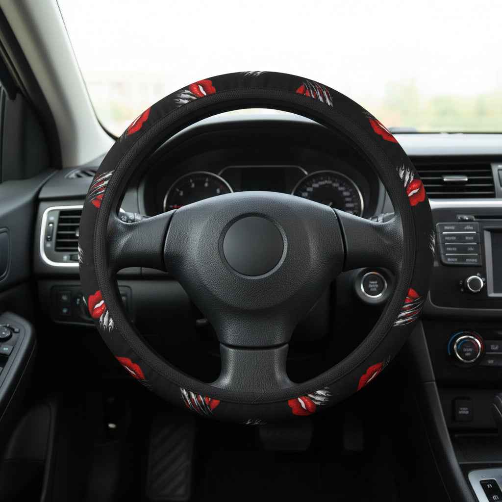 Kiss & Claw Steering Wheel Cover – Sassy Red Lip Grip Cover - Vehicle Steering Wheel Covers - EpiAl's Shop