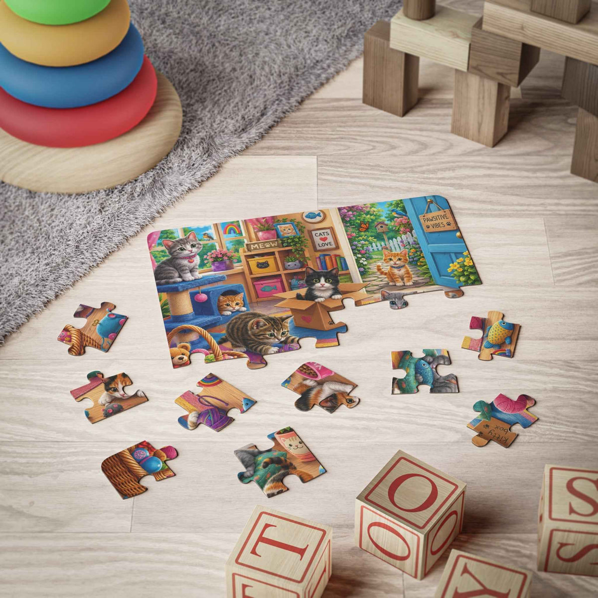 Kitten Playroom Kids Puzzle | 30 Piece Cat Jigsaw Puzzle for Toddlers & Young Kids - Toys & Games, Puzzles - EpiAl's Shop