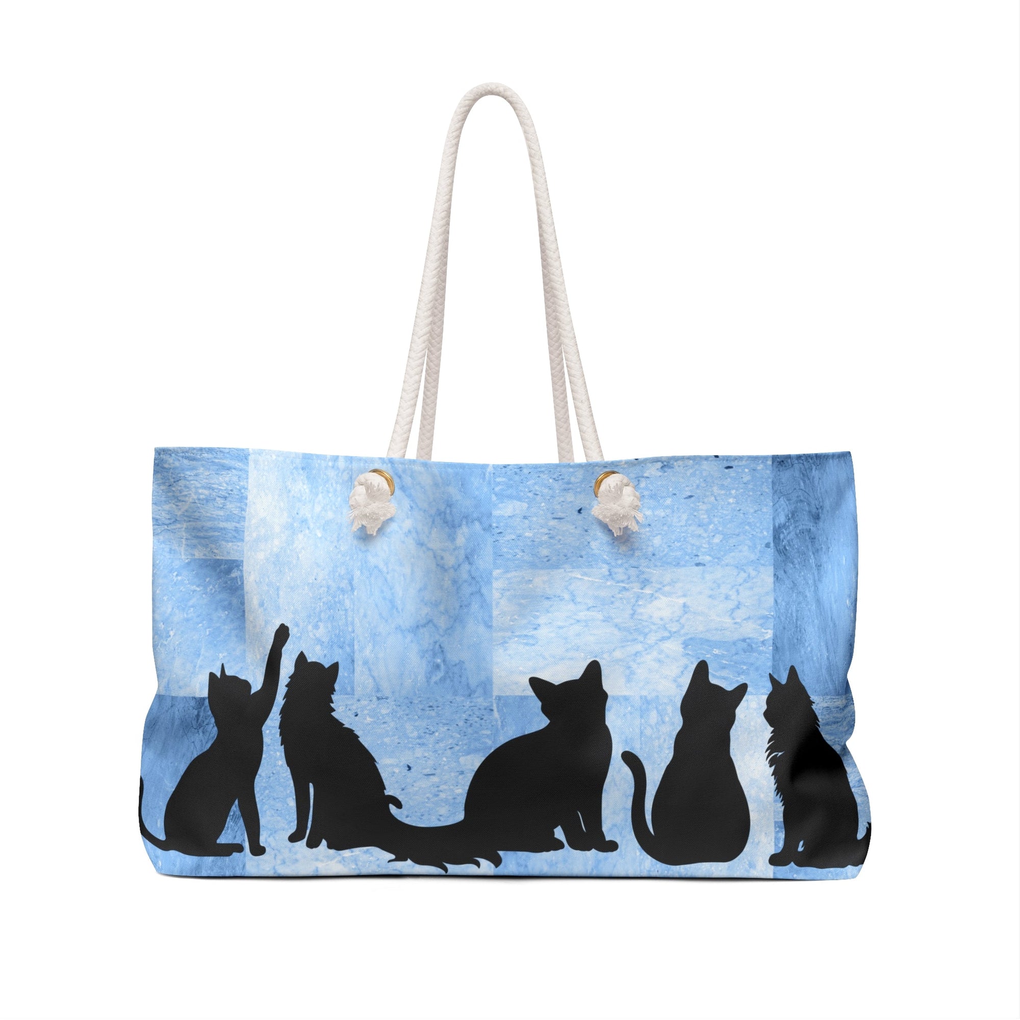 Kitties on Blue Block Weekender Bag - Bags - Epileptic Al’s Shop