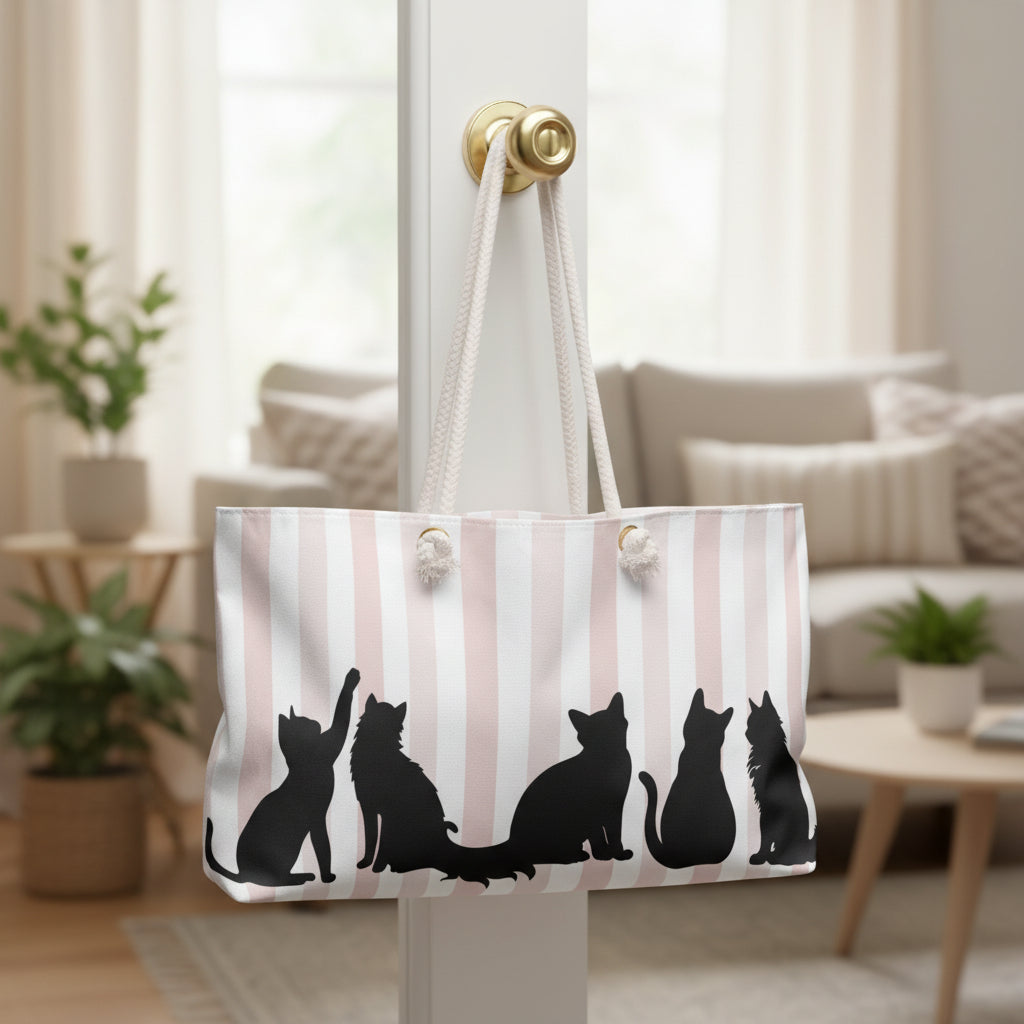 Kitties on Stripes Weekender Bag - Bags - Epileptic Al’s Shop