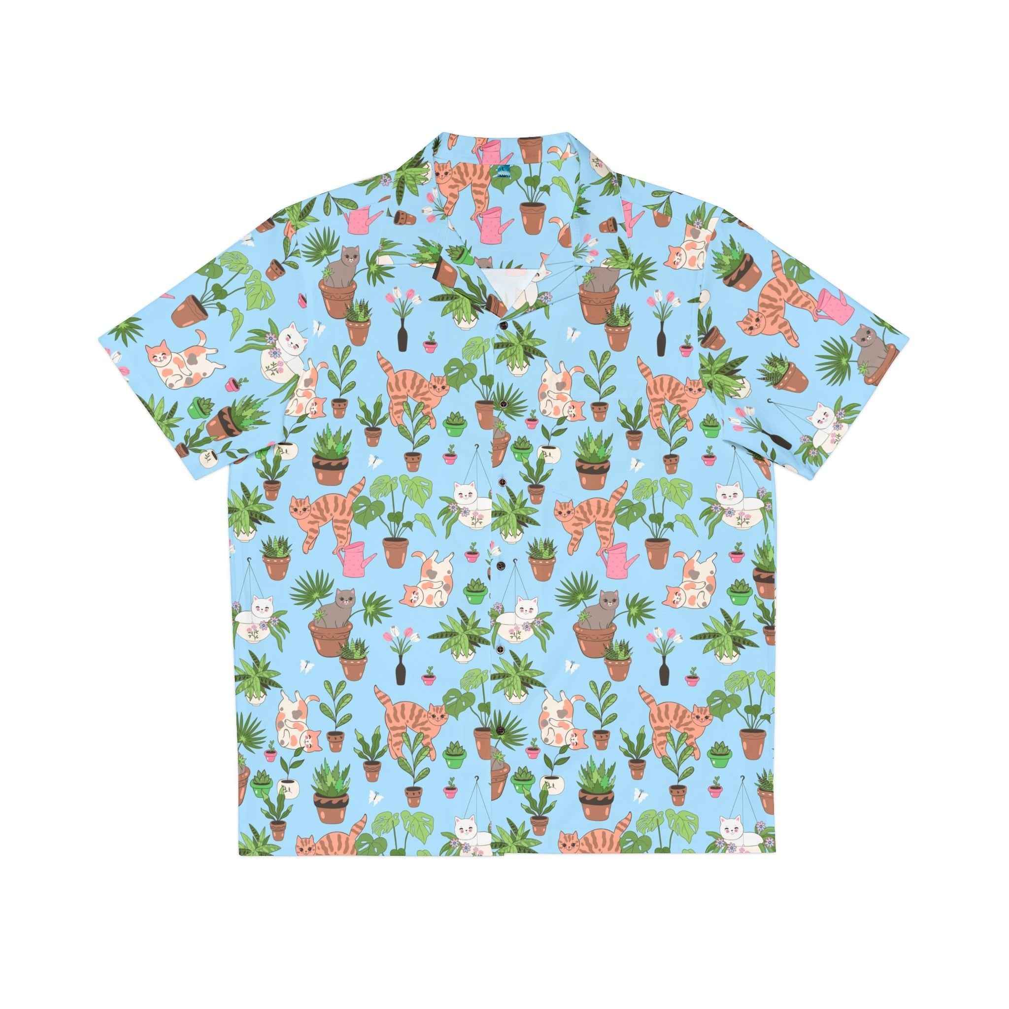 Kitty in Palms Men's Hawaiian Shirt - EpiAl's Shop