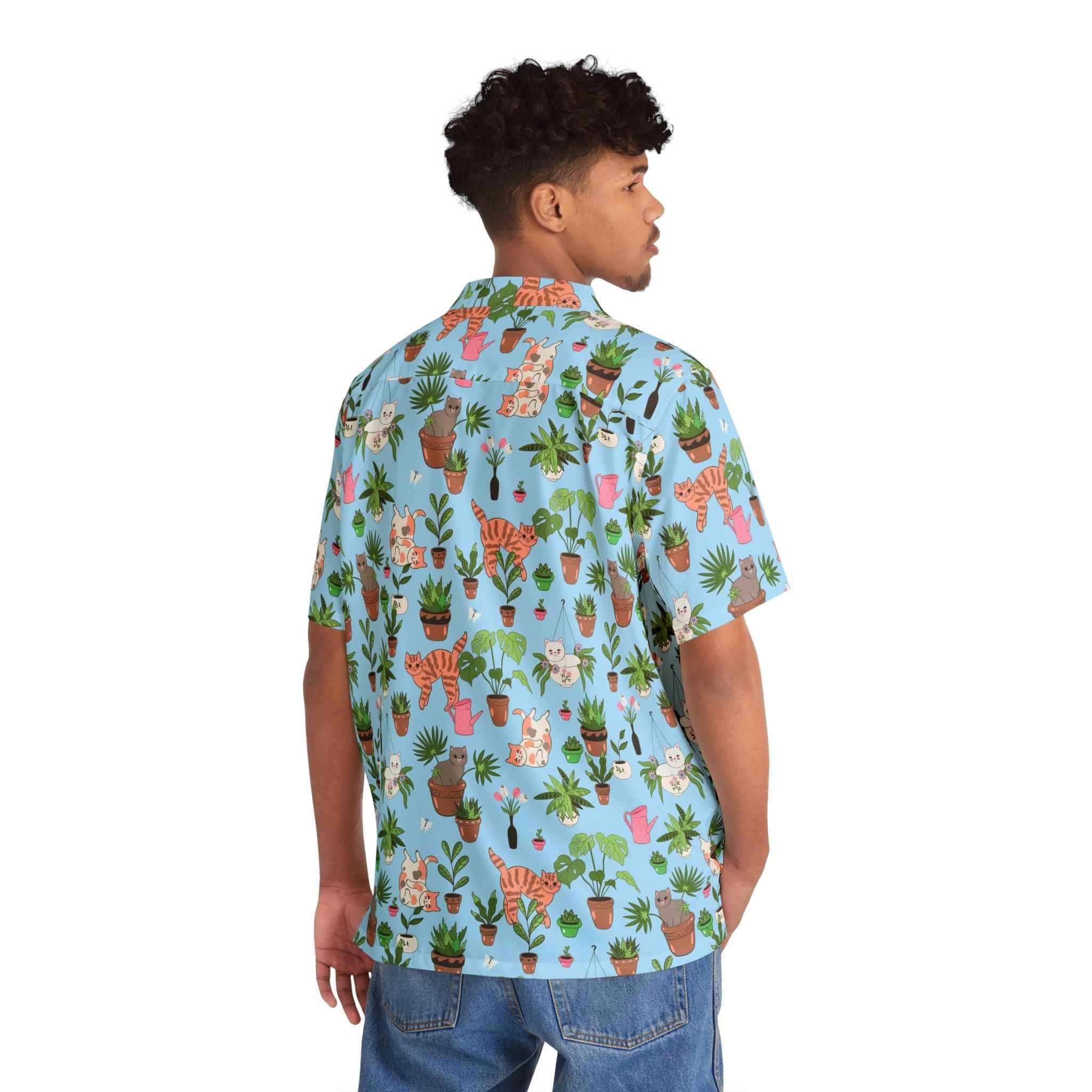 Kitty in Palms Men's Hawaiian Shirt - EpiAl's Shop
