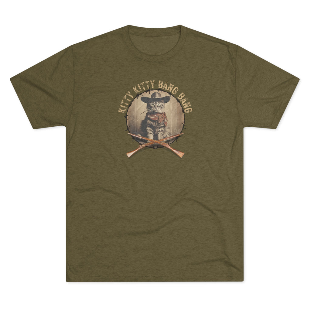 Kitty Kitty Bang Bang Unisex Tri - Blend Crew Tee - T - Shirt - Epileptic Al’s Shop