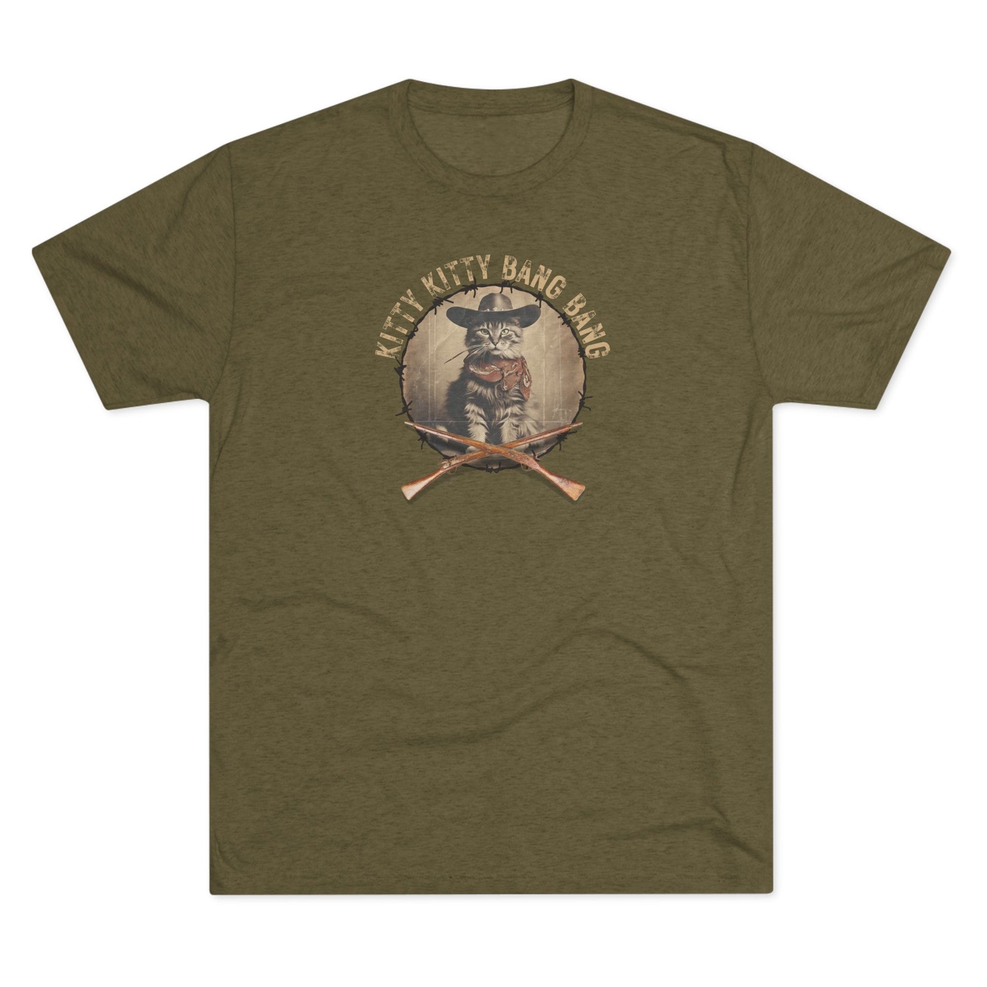 Kitty Kitty Bang Bang Unisex Tri - Blend Crew Tee - T - Shirt - Epileptic Al’s Shop