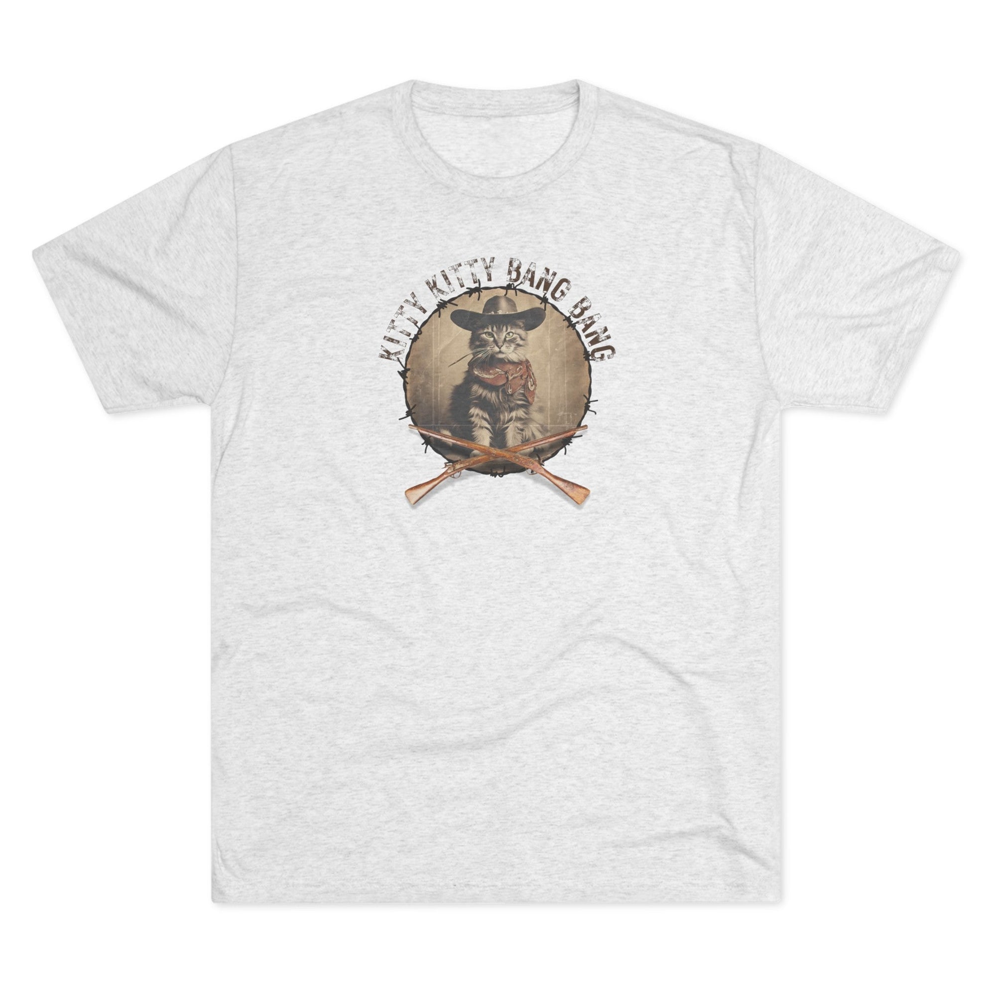 Kitty Kitty Bang Bang Unisex Tri - Blend Crew Tee - T - Shirt - Epileptic Al’s Shop
