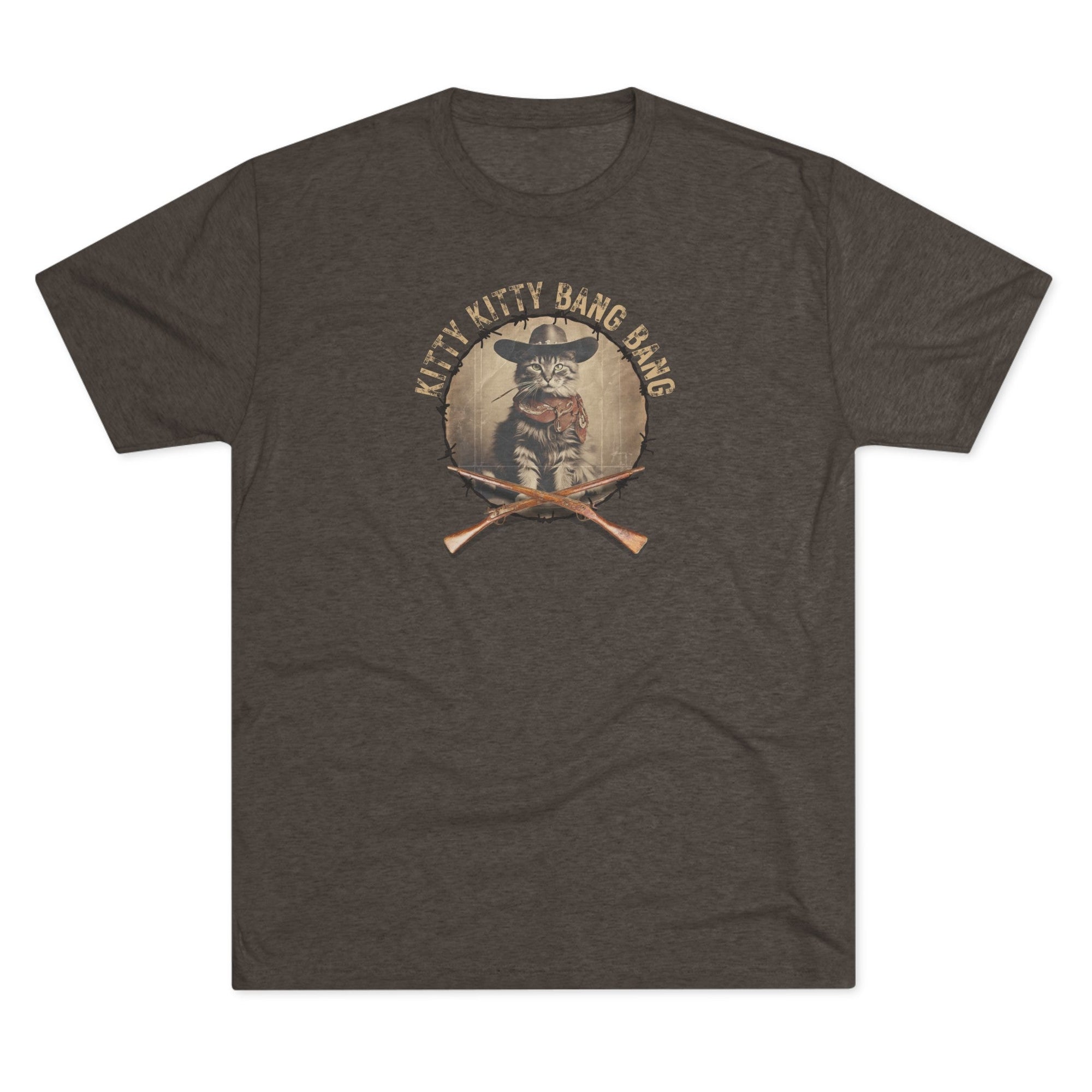 Kitty Kitty Bang Bang Unisex Tri - Blend Crew Tee - T - Shirt - Epileptic Al’s Shop