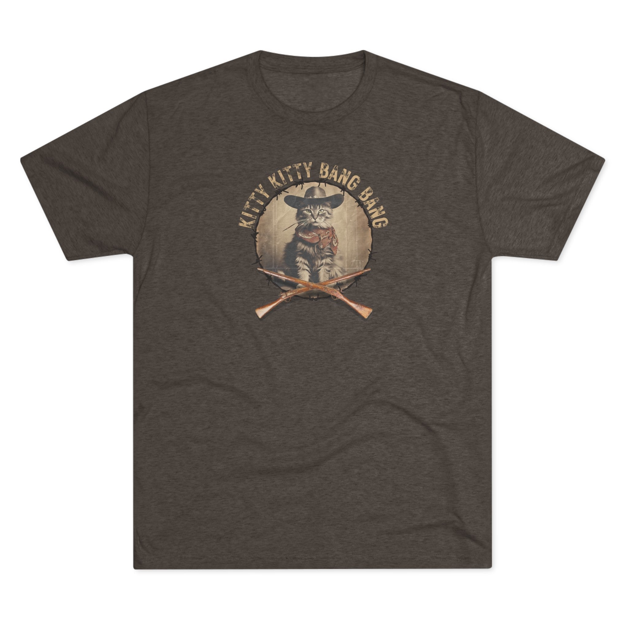 Kitty Kitty Bang Bang Unisex Tri - Blend Crew Tee - T - Shirt - Epileptic Al’s Shop
