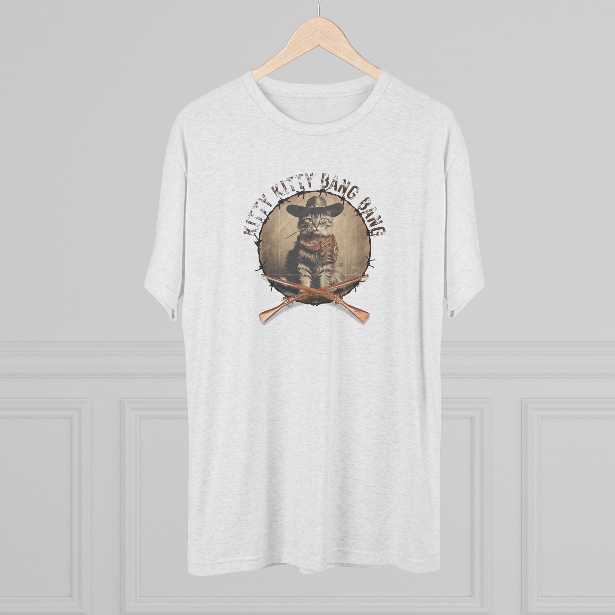 Kitty Kitty Bang Bang Unisex Tri - Blend Crew Tee - T - Shirt - Epileptic Al’s Shop