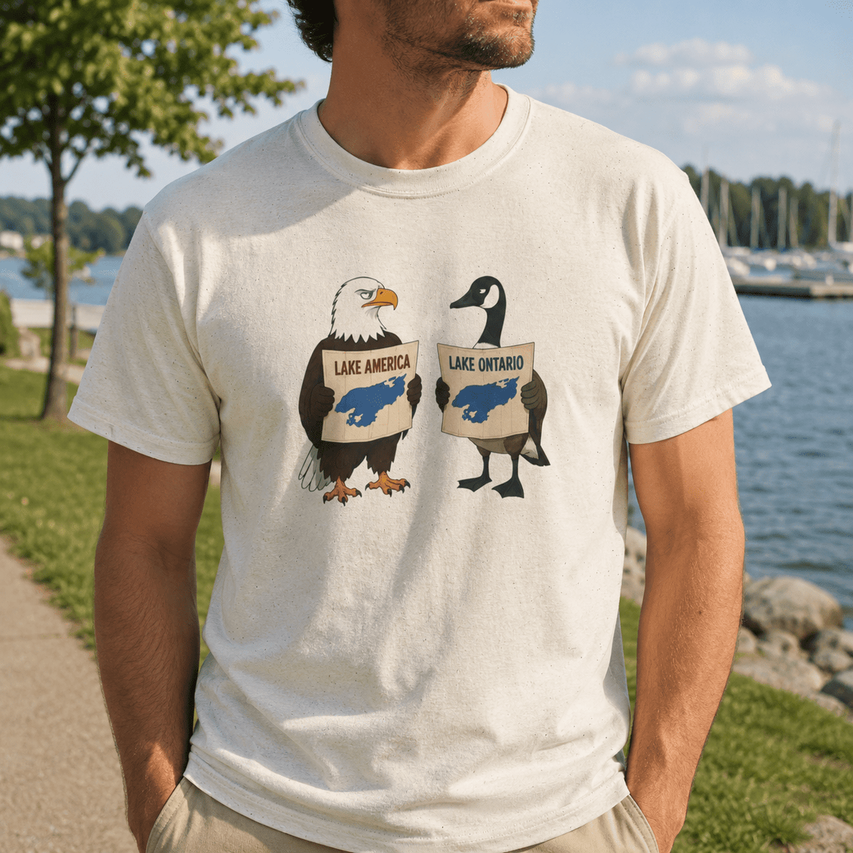 Lake America vs. Lake Ontario Eagle and Goose T-Shirt - Clothing, Unisex, T-Shirts - EpiAl's Shop