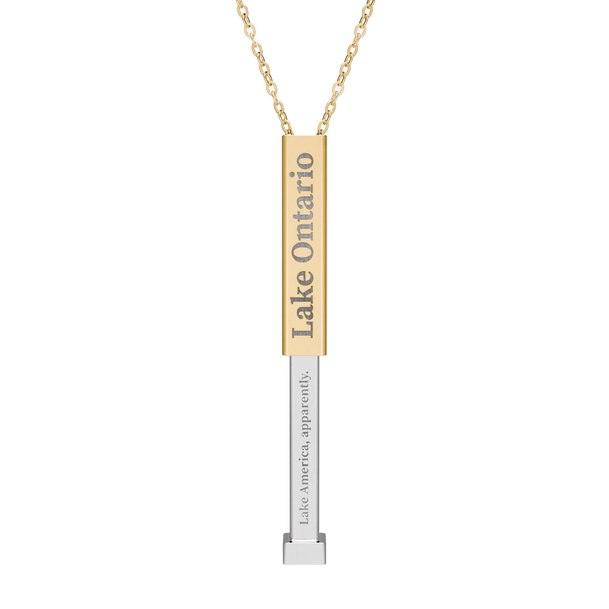 Lake Ontario / Lake America, Apparently Hidden Message Sliding Bar Necklace - Jewelry, Necklaces - EpiAl's Shop