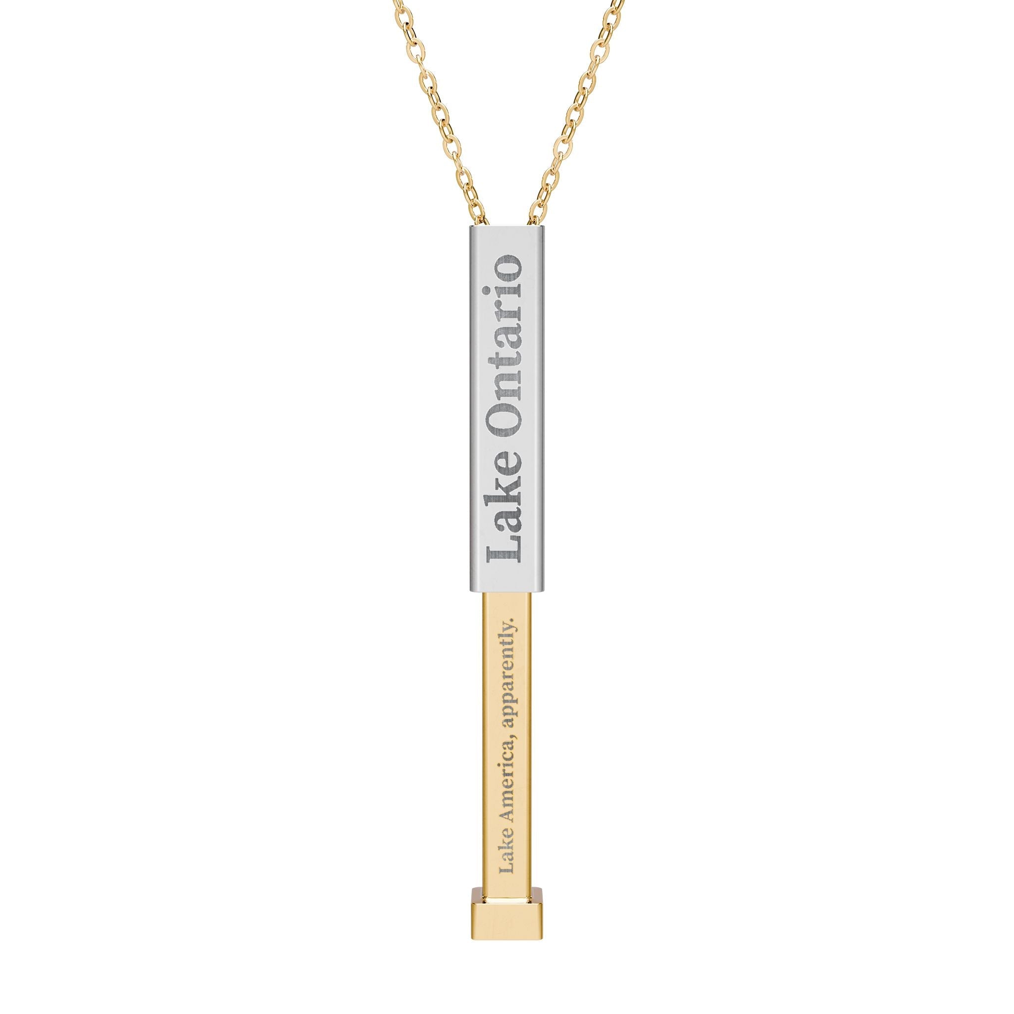 Lake Ontario / Lake America, Apparently Hidden Message Sliding Bar Necklace - Jewelry, Necklaces - EpiAl's Shop