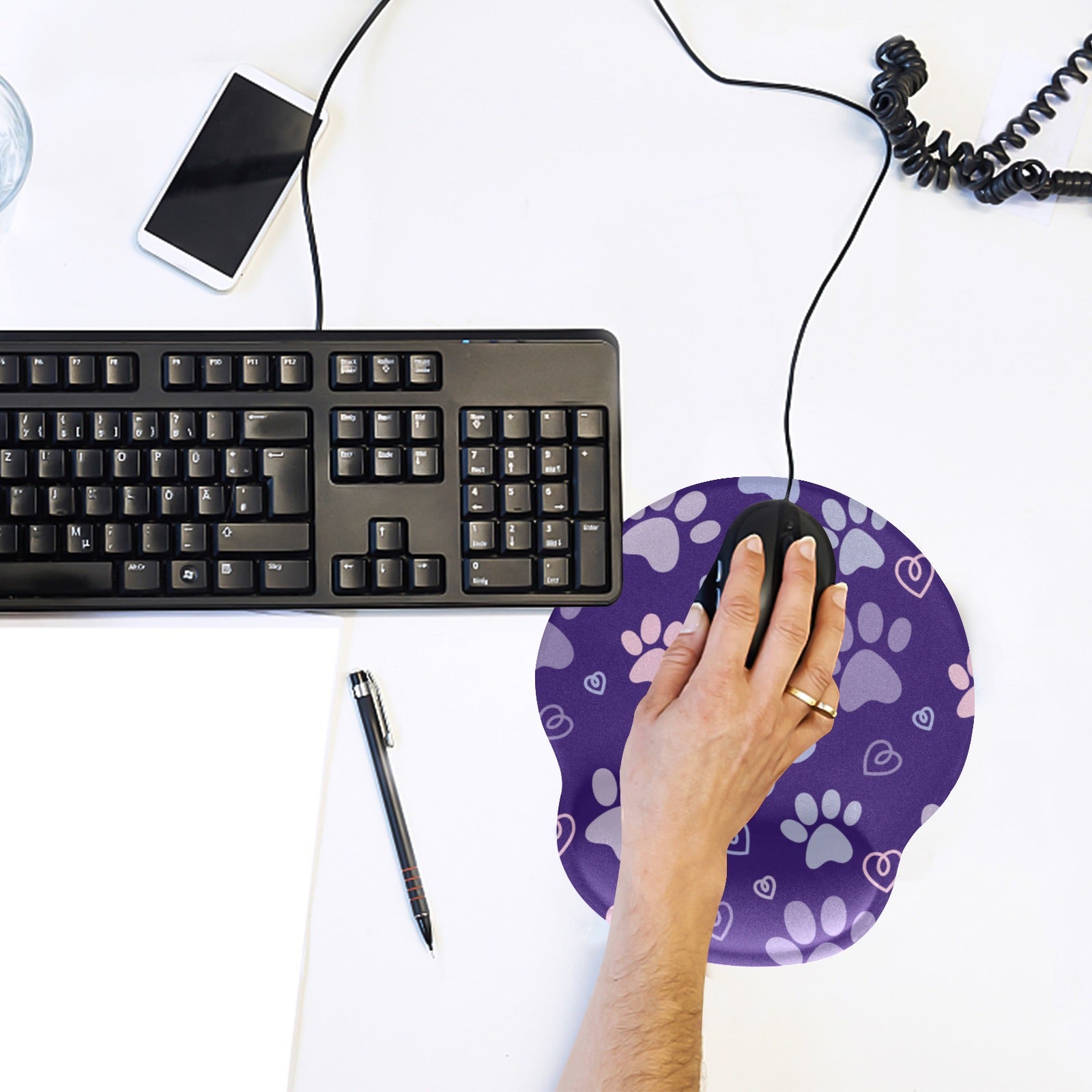 Large Lilac Paws Mousepad with Wrist Rest - Office Accessories - Epileptic Al’s Shop