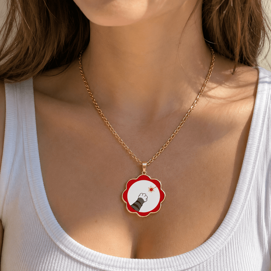 Laser Dot Conspiracy Cat Necklace | Funny Cat Paw Pendant - Jewelry, Necklaces - EpiAl's Shop