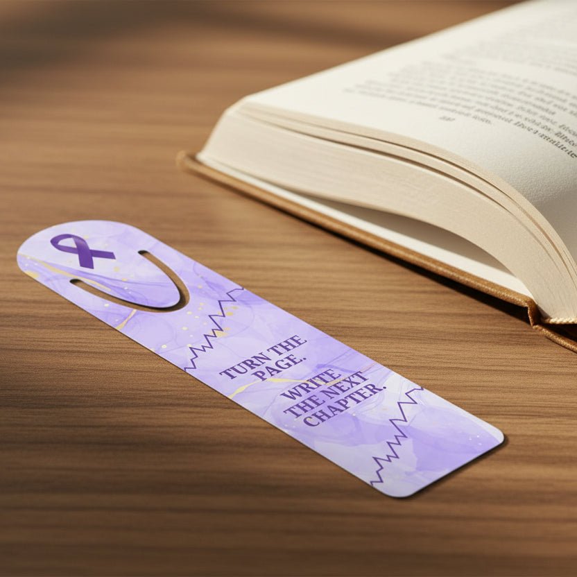 Lavender “Turn the Page” Metal Bookmark – Epilepsy Awareness - Book Accessories, Bookmark - EpiAl's Shop