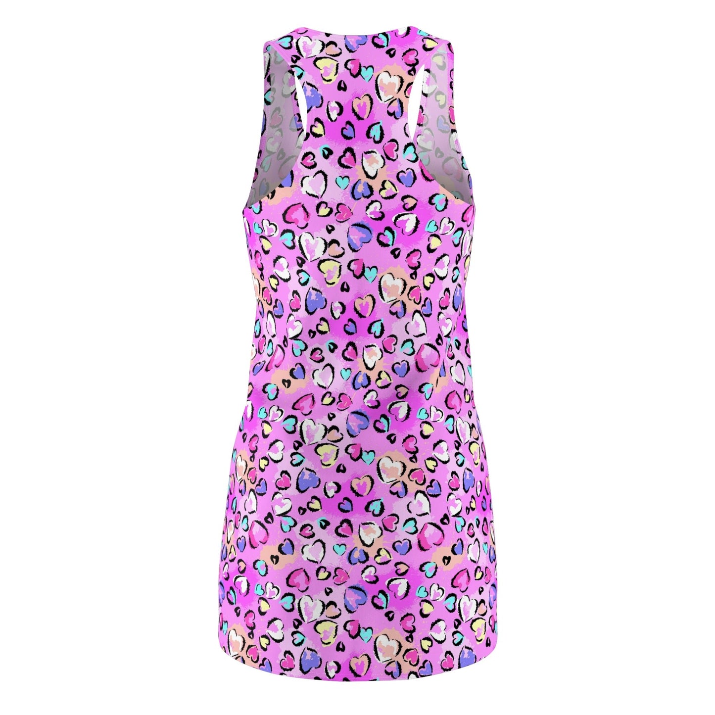 Leopard Heart Print Women's Cut & Sew Racerback Dress - All Over Prints - Epileptic Al’s Shop