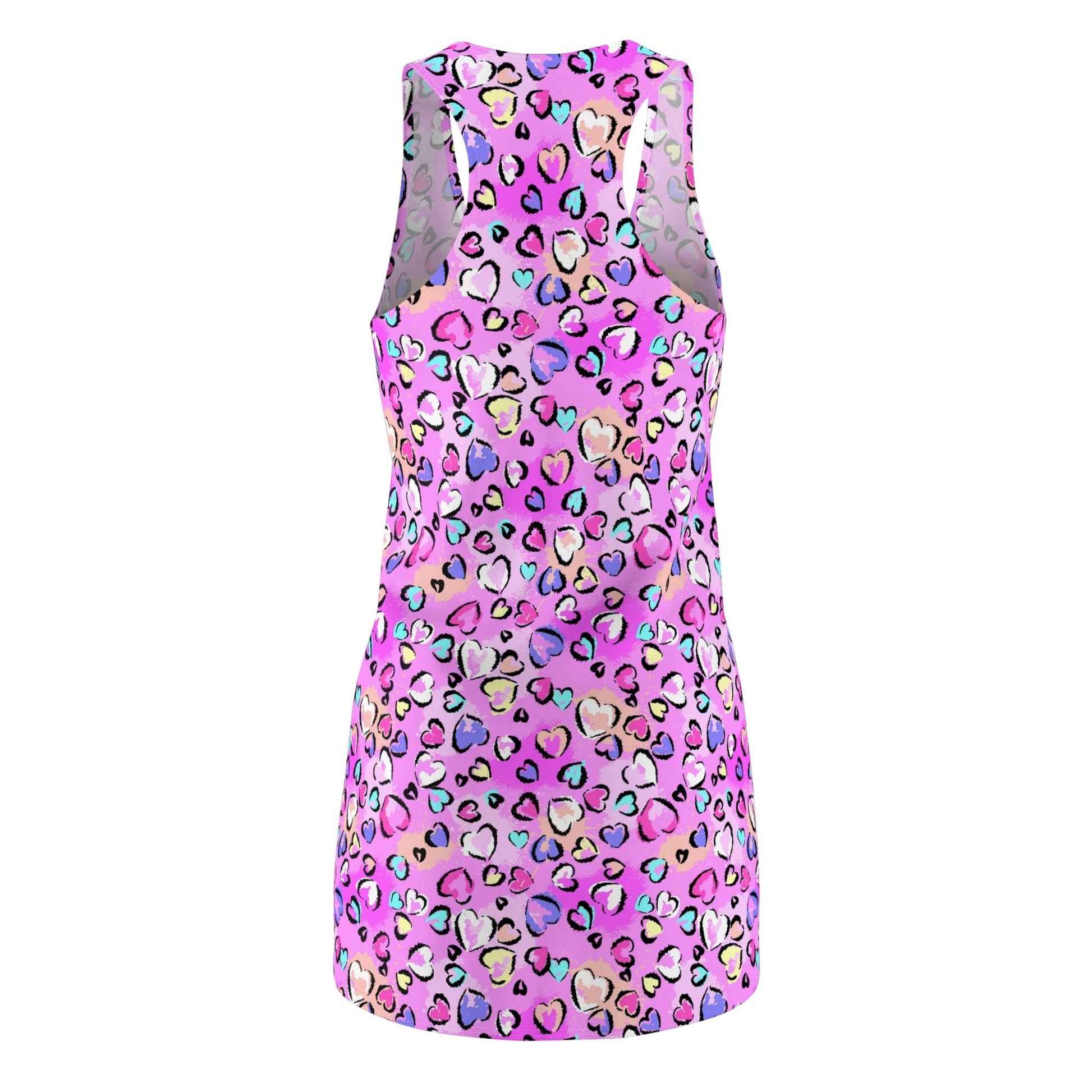 Leopard Heart Print Women's Cut & Sew Racerback Dress - All Over Prints - Epileptic Al’s Shop