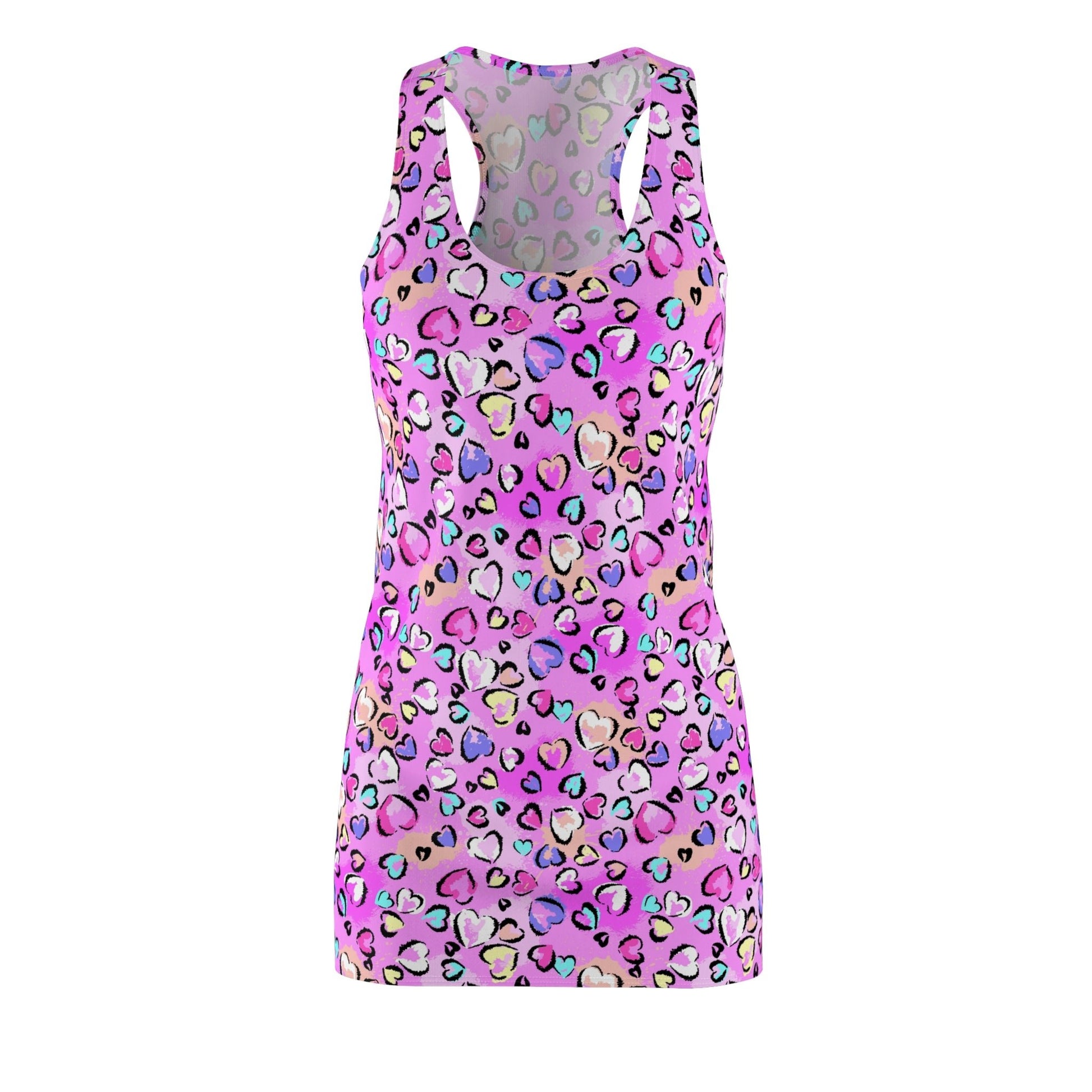 Leopard Heart Print Women's Cut & Sew Racerback Dress - All Over Prints - Epileptic Al’s Shop
