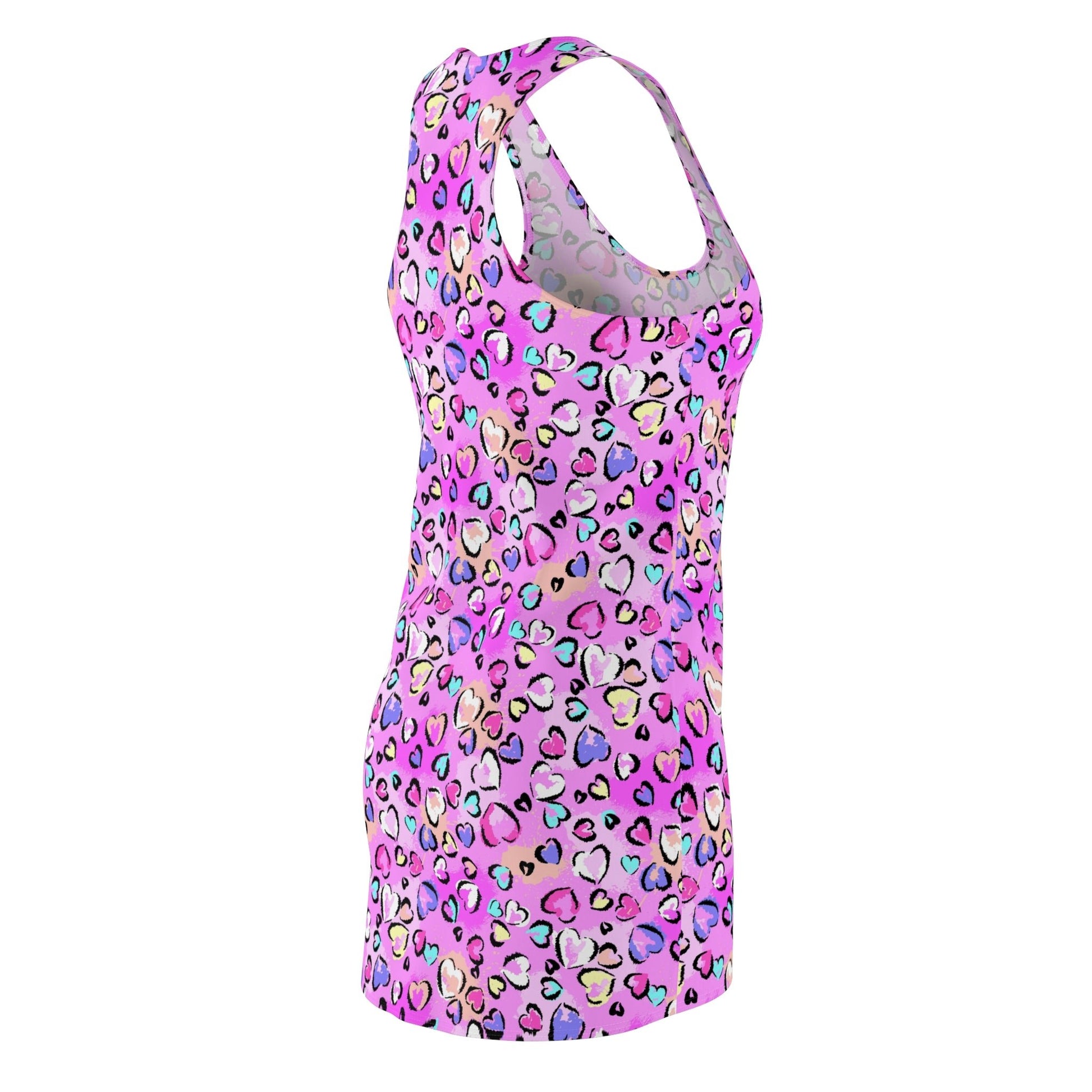 Leopard Heart Print Women's Cut & Sew Racerback Dress - All Over Prints - Epileptic Al’s Shop