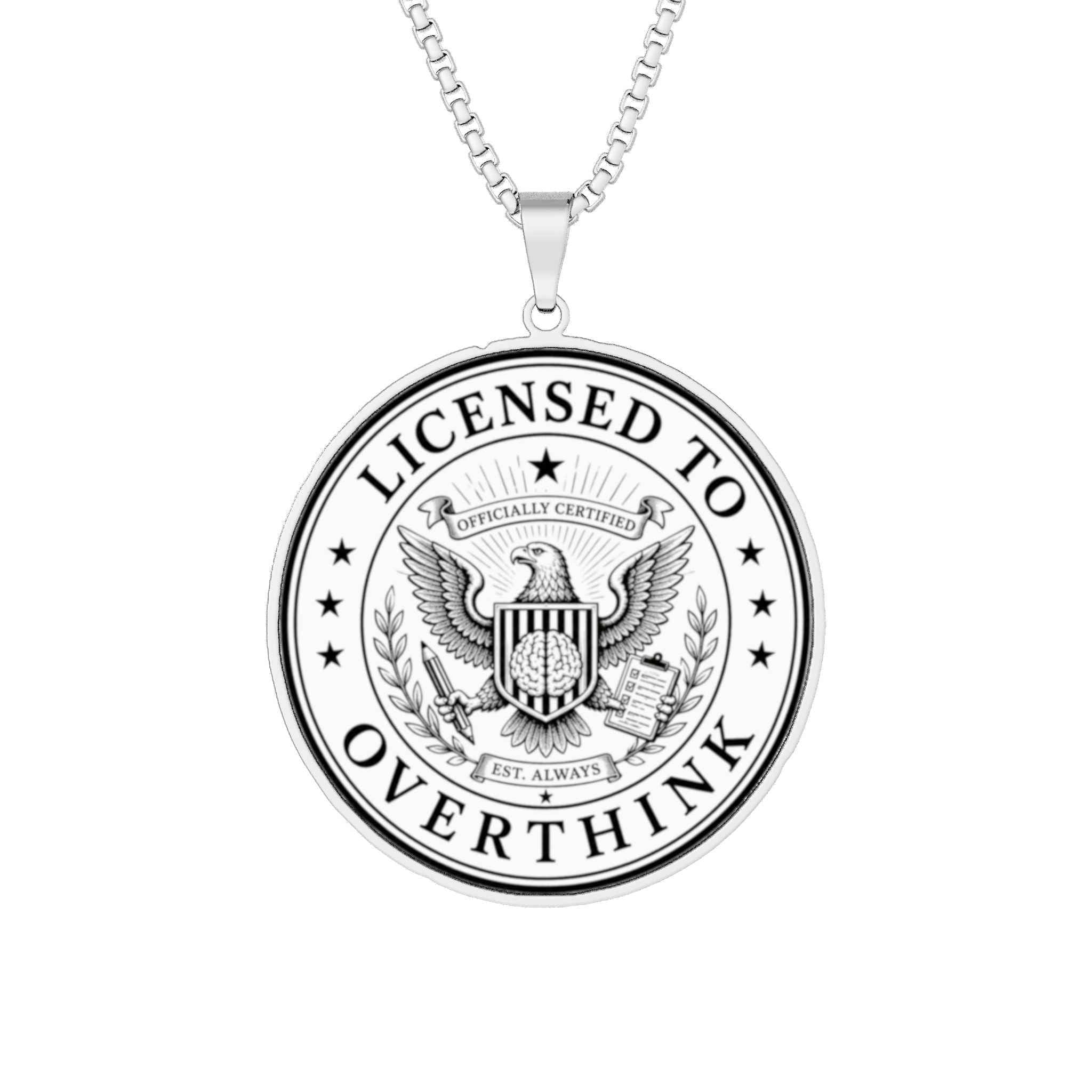 Licensed To Overthink Necklace | Faux Official Seal Pendant - Jewelry, Necklaces - EpiAl's Shop