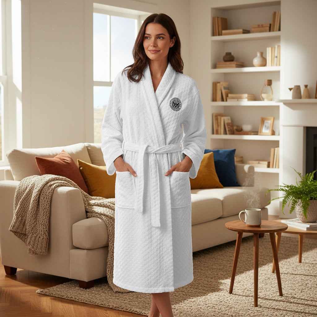 Licensed to Overthink Terry Cloth Robe | Faux Official Seal Cotton Bathrobe - Clothing, Unisex, Bathrobe - EpiAl's Shop