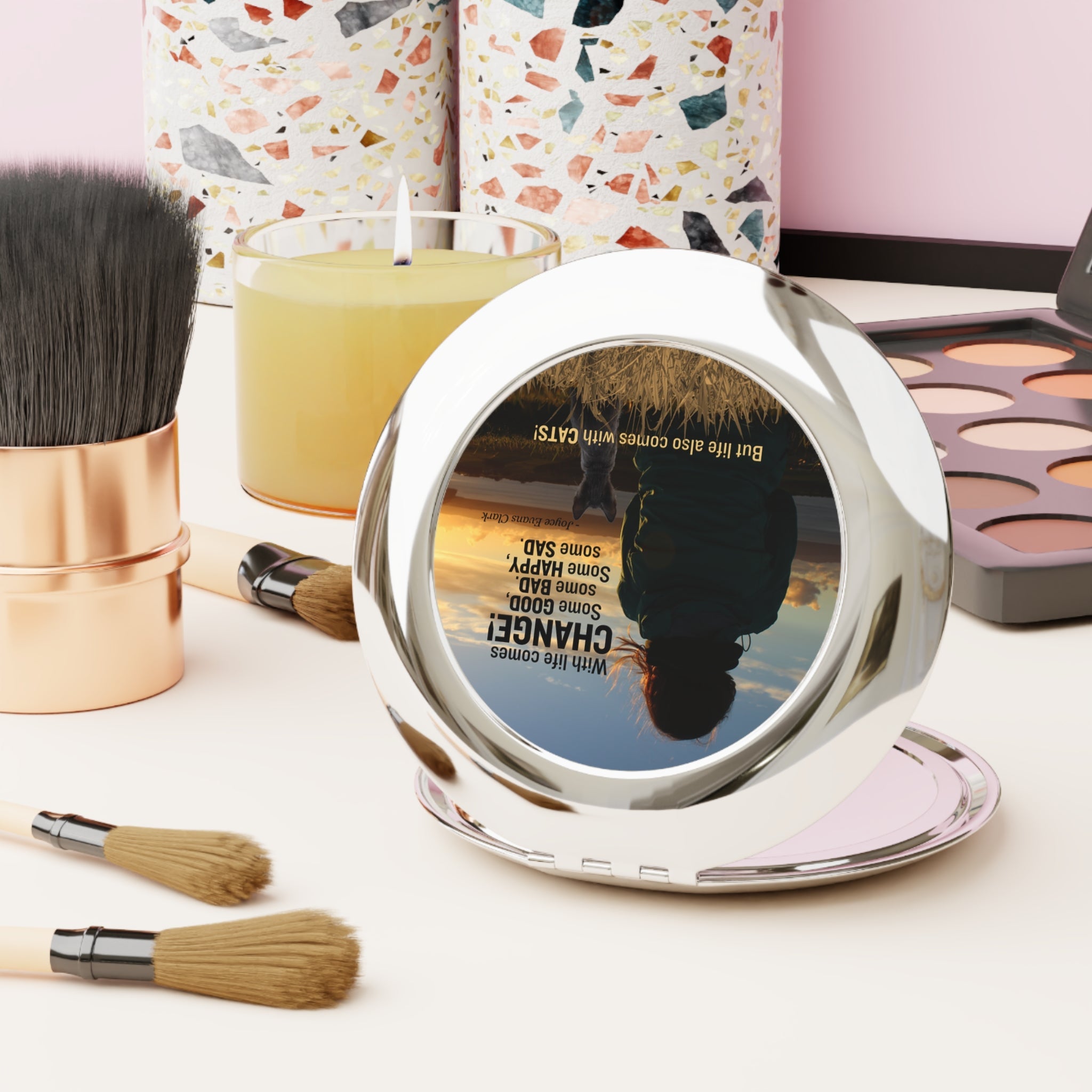 Life Comes with Cats Compact Travel Mirror - Accessories, Beauty, Travel Mirror - EpiAl's Shop