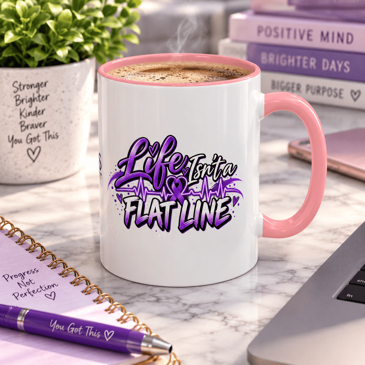 Life Isn’t a Flat Line Epilepsy Awareness Accent Mug — 11/15oz - Drinkware, Coffee Mugs - EpiAl's Shop