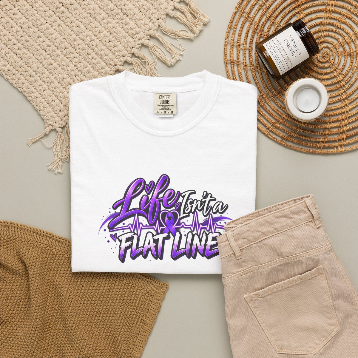 Life Isn’t a Flat Line Epilepsy Awareness Garment-Dyed T-Shirt - Clothing, Unisex, T-Shirts - EpiAl's Shop