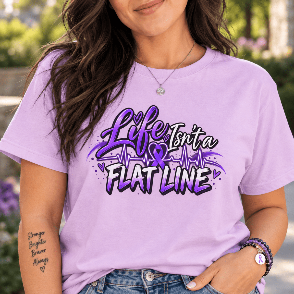 Life Isn’t a Flat Line Epilepsy Awareness Garment-Dyed T-Shirt - Clothing, Unisex, T-Shirts - EpiAl's Shop