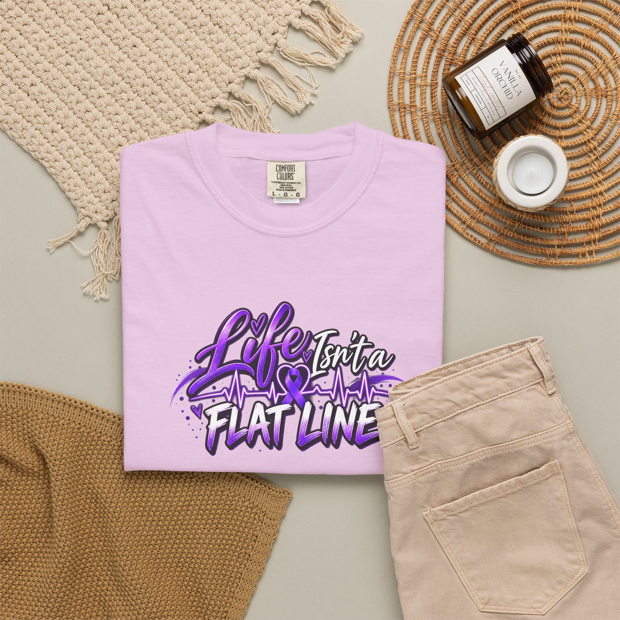 Life Isn’t a Flat Line Epilepsy Awareness Garment-Dyed T-Shirt - Clothing, Unisex, T-Shirts - EpiAl's Shop