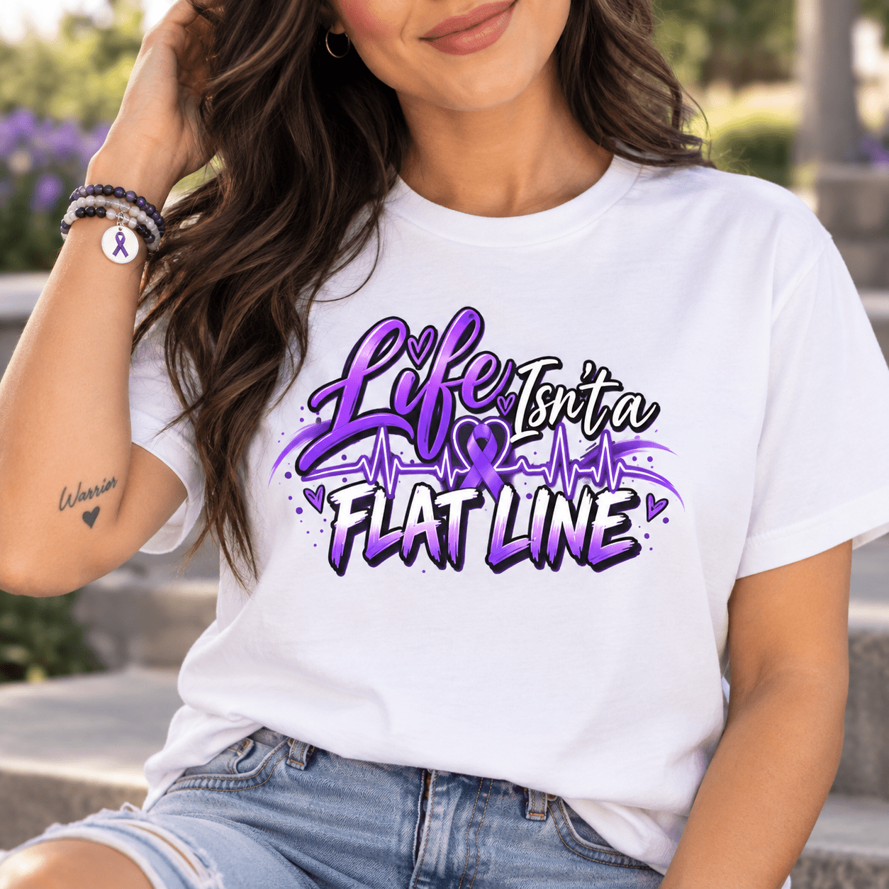 Life Isn’t a Flat Line Epilepsy Awareness Garment-Dyed T-Shirt - Clothing, Unisex, T-Shirts - EpiAl's Shop