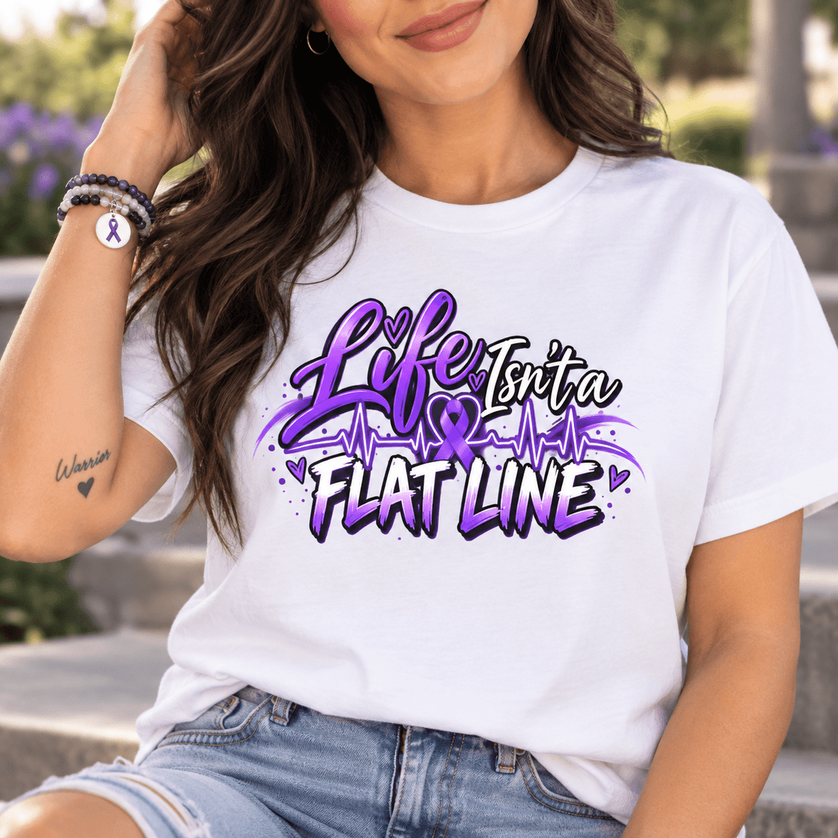 Life Isn’t a Flat Line Epilepsy Awareness Garment-Dyed T-Shirt - Clothing, Unisex, T-Shirts - EpiAl's Shop