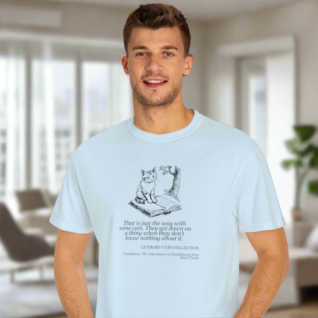 Literary Cat Unisex T-Shirt - Huckleberry Finn - Clothing, T-shirts - EpiAl's Shop