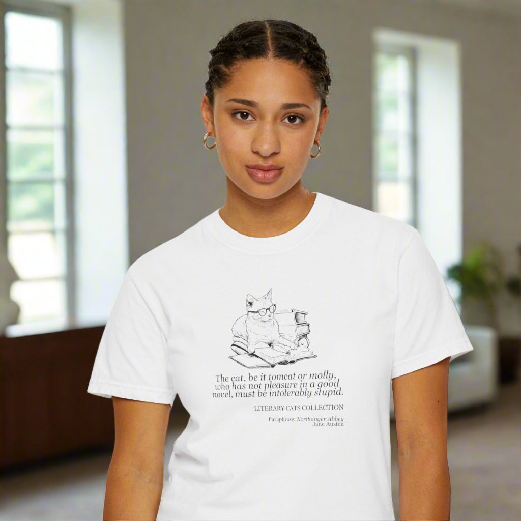 Literary Cat Unisex T-Shirt - Northanger Abbey - Clothing, T-shirts - EpiAl's Shop