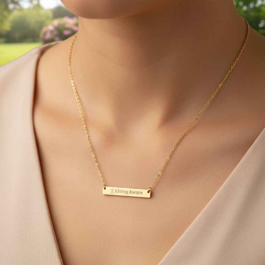 Living Aware Bar Necklace – Minimalist Epilepsy Awareness Jewelry - Jewelry, Necklaces - EpiAl's Shop